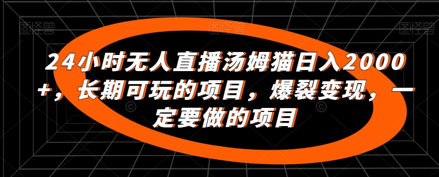 24小时无人直播汤姆猫日入2000+，长期可玩的项目，爆裂变现，一定要做的项目【揭秘】-林文副业站