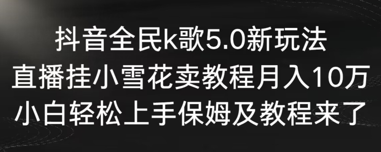 抖音全民k歌5.0新玩法，直播挂小雪花卖教程月入10万，小白轻松上手，保姆及教程来了【揭秘】-林文副业站
