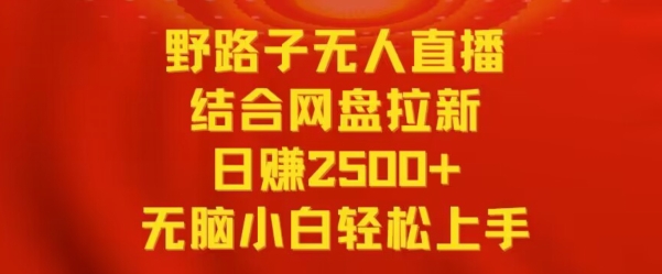 野路子无人直播结合网盘拉新，日赚2500+，小白无脑轻松上手【揭秘】-林文副业站
