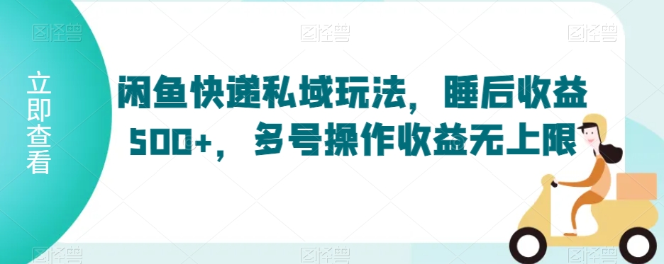 闲鱼快递私域玩法，睡后收益500+，多号操作收益无上限【揭秘】-林文副业站