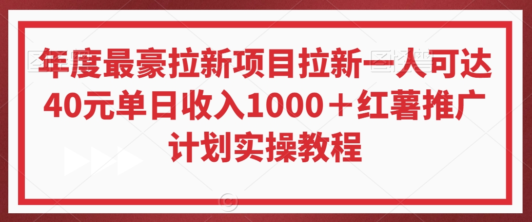 年度最豪拉新项目拉新一人可达40元单日收入1000＋红薯推广计划实操教程【揭秘】-林文副业站