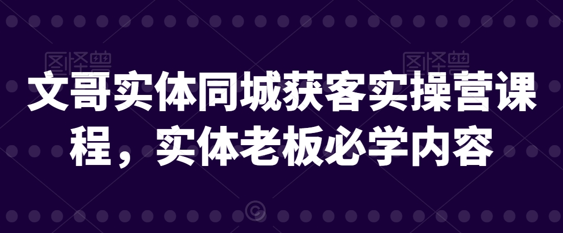 文哥实体同城获客实操营课程，实体老板必学内容-林文副业站