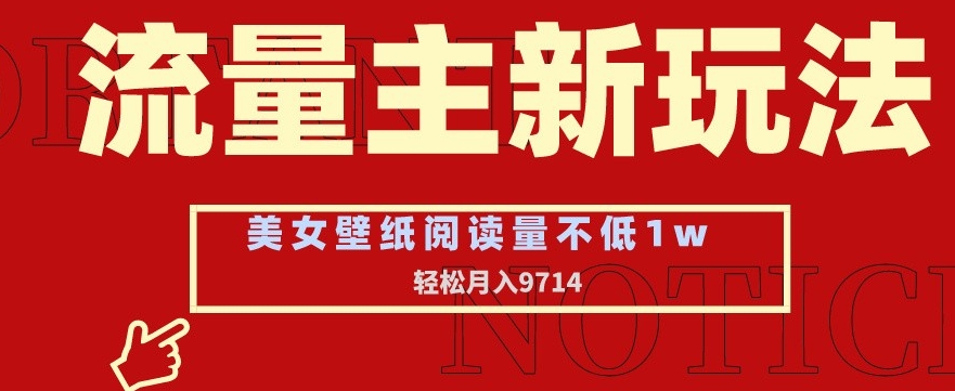 流量主新玩法，美女壁纸和头像，阅读量不低于1w，月入9741【揭秘】-林文副业站