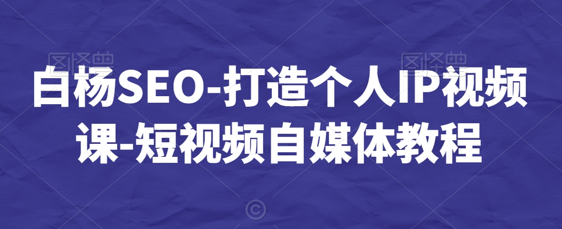 白杨SEO-打造个人IP视频课-短视频自媒体教程-林文副业站