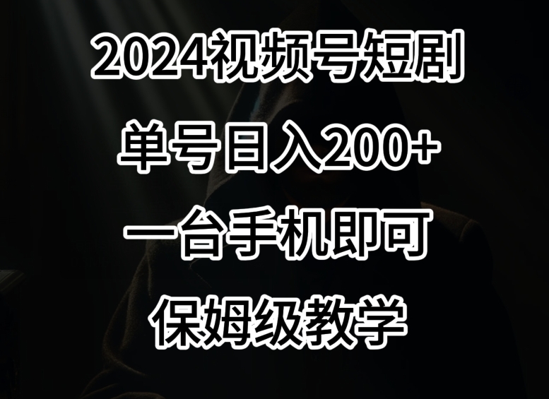 2024风口，视频号短剧，单号日入200+，一台手机即可操作，保姆级教学【揭秘】-林文副业站