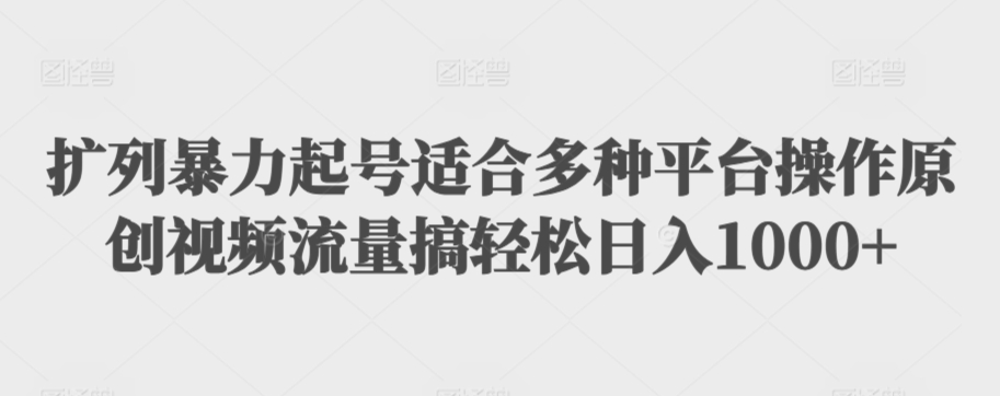 扩列暴力起号适合多种平台操作原创视频流量搞轻松日入1000+【揭秘】-林文副业站