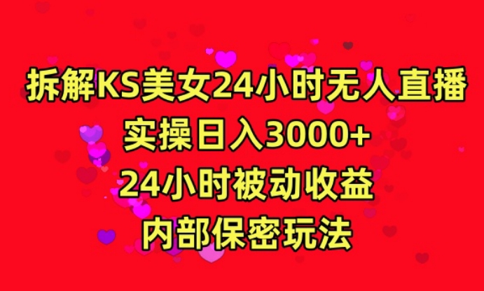 利用快手24小时无人美女直播，实操日入3000，24小时被动收益，内部保密玩法【揭秘】-林文副业站