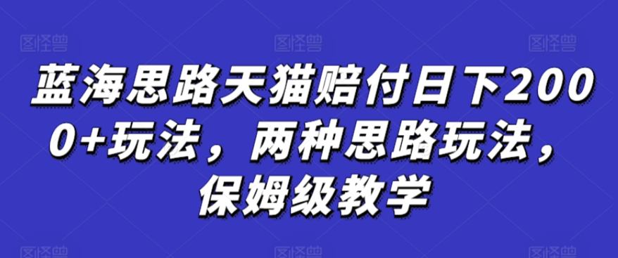 蓝海思路天猫赔付日下2000+玩法，两种思路玩法，保姆级教学【仅揭秘】-林文副业站