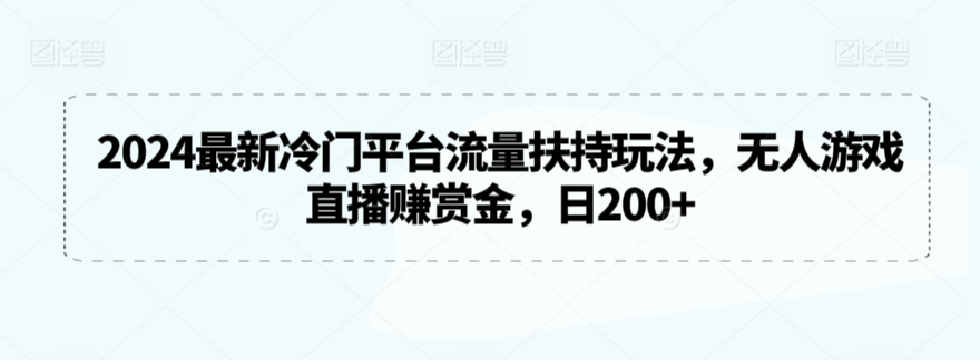 2024最新冷门平台流量扶持玩法，无人游戏直播赚赏金，日200+【揭秘】-林文副业站
