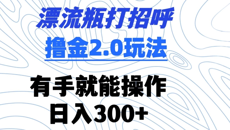 漂流瓶打招呼撸金2.0玩法，有手就能做，日入300+【揭秘】-林文副业站