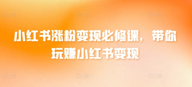 小红书涨粉变现必修课，带你玩赚小红书变现-林文副业站