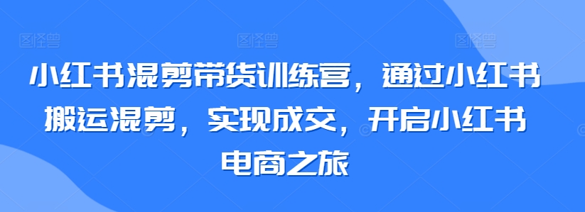 小红书混剪带货训练营，通过小红书搬运混剪，实现成交，开启小红书电商之旅-林文副业站
