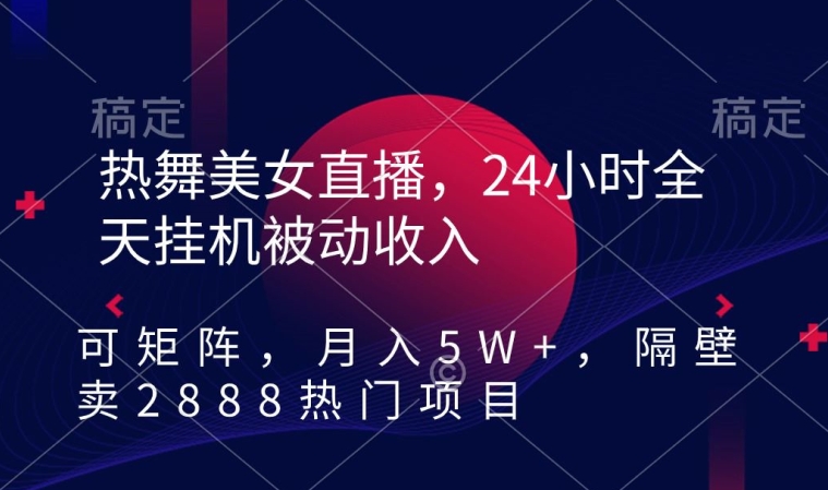 热舞美女直播，24小时全天挂机被动收入，可矩阵，月入5W+，隔壁卖2888热门项目【揭秘】-林文副业站
