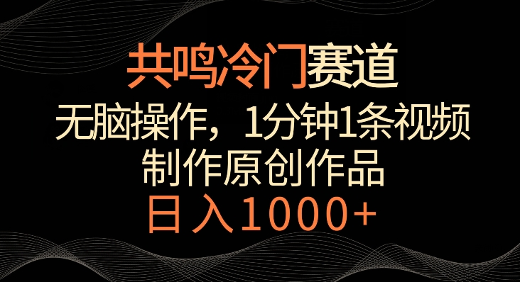 共鸣冷门赛道，无脑操作，一分钟一条视频，日入1000+【揭秘】-林文副业站