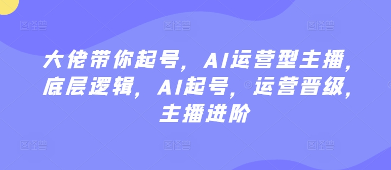 大佬带你起号，AI运营型主播，底层逻辑，AI起号，运营晋级，主播进阶-林文副业站