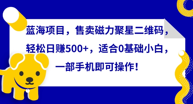 蓝海项目，售卖磁力聚星二维码，轻松日赚500+，适合0基础小白，一部手机即可操作【揭秘】-林文副业站