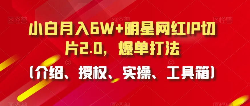 小白月入6W+明星网红IP切片2.0，爆单打法（介绍、授权、实操、工具箱）【揭秘】-林文副业站