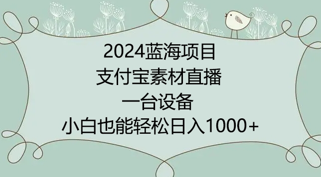 2024年蓝海项目，支付宝素材直播，无需出境，小白也能日入1000+ ，实操教程【揭秘】-林文副业站