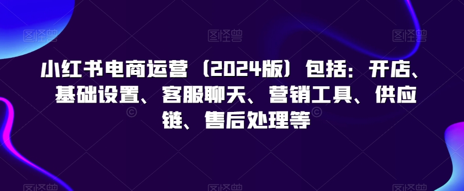 小红书电商运营（2024版）包括：开店、基础设置、客服聊天、营销工具、供应链、售后处理等-林文副业站