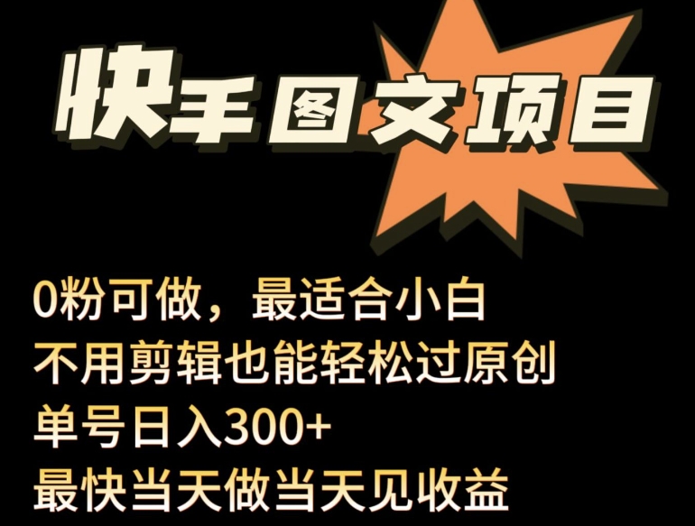 24年最新快手图文带货项目，零粉可做，不用剪辑轻松过原创单号轻松日入300+【揭秘】-林文副业站