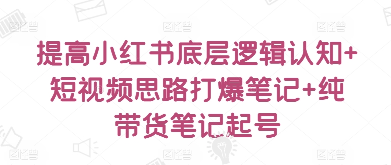 提高小红书底层逻辑认知+短视频思路打爆笔记+纯带货笔记起号-林文副业站