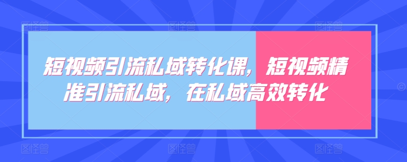 短视频引流私域转化课，短视频精准引流私域，在私域高效转化-林文副业站