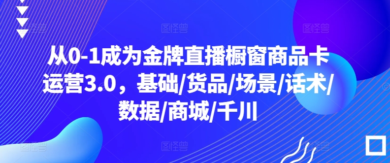 从0-1成为金牌直播橱窗商品卡运营3.0，基础/货品/场景/话术/数据/商城/千川-林文副业站