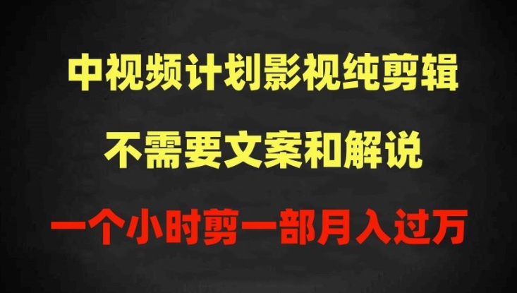 中视频计划影视纯剪辑，不需要文案和解说，一个小时剪一部，100%过原创月入过万【揭秘】-林文副业站