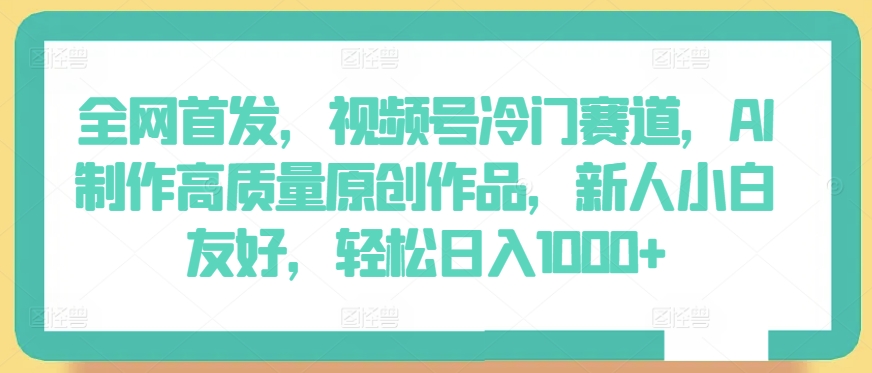 全网首发，视频号冷门赛道，AI制作高质量原创作品，新人小白友好，轻松日入1000+【揭秘】-林文副业站