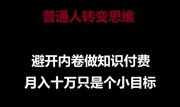 普通人转变思维，避开内卷做知识付费，月入十万只是一个小目标【揭秘】-林文副业站