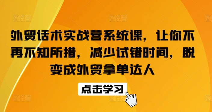 外贸话术实战营系统课，让你不再不知所措，减少试错时间，脱变成外贸拿单达人-林文副业站