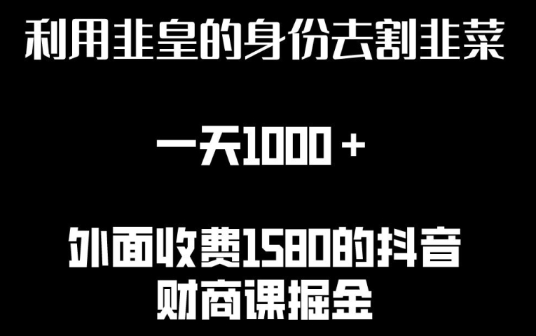 利用非皇的身份去割韭菜，一天1000+(附详细资源)【揭秘】-林文副业站