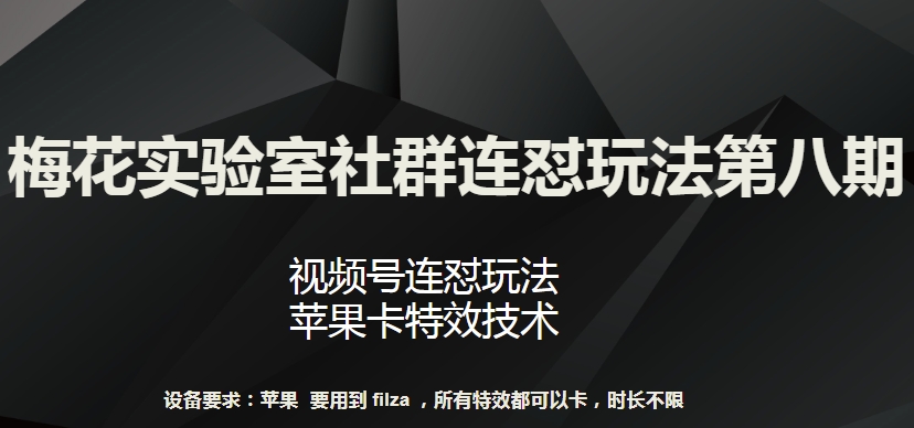 梅花实验室社群连怼玩法第八期，视频号连怼玩法 苹果卡特效技术【揭秘】-林文副业站