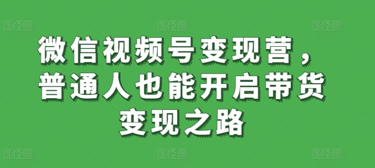 微信视频号变现营，普通人也能开启带货变现之路-林文副业站