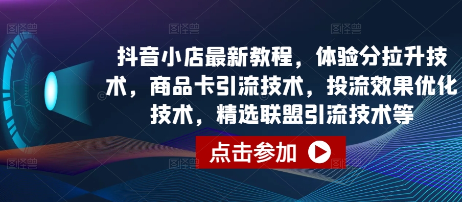 抖音小店最新教程，体验分拉升技术，商品卡引流技术，投流效果优化技术，精选联盟引流技术等-林文副业站