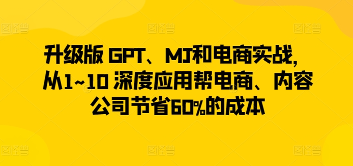 升级版 GPT、MJ和电商实战，从1~10 深度应用帮电商、内容公司节省60%的成本-林文副业站
