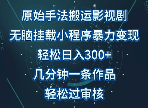原始手法影视搬运，无脑搬运影视剧，单日收入300+，操作简单，几分钟生成一条视频，轻松过审核【揭秘】-林文副业站