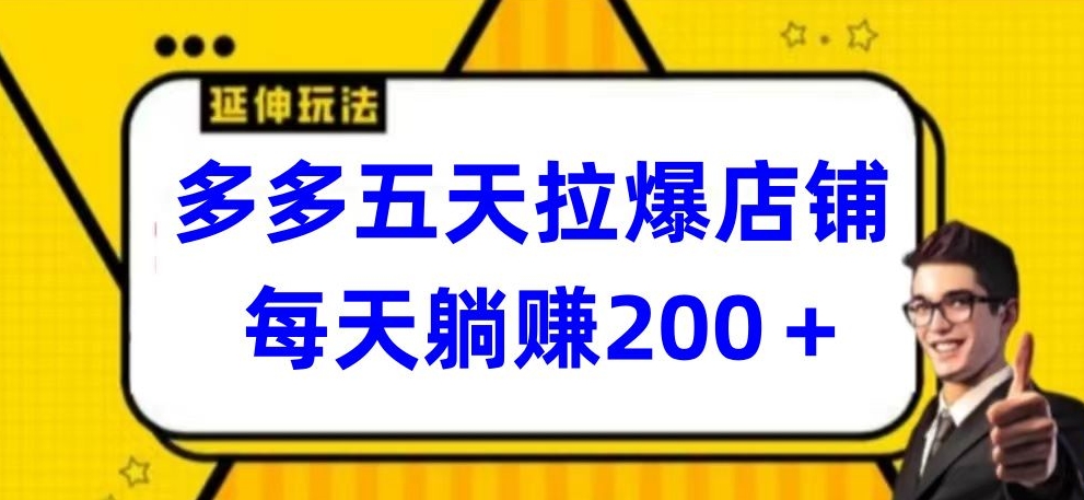 多多五天拉爆店铺，每天躺赚200+【揭秘】-林文副业站