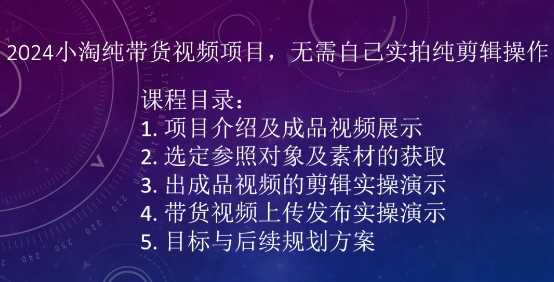 2024小淘纯带货视频项目，无需自己实拍纯剪辑操作-林文副业站