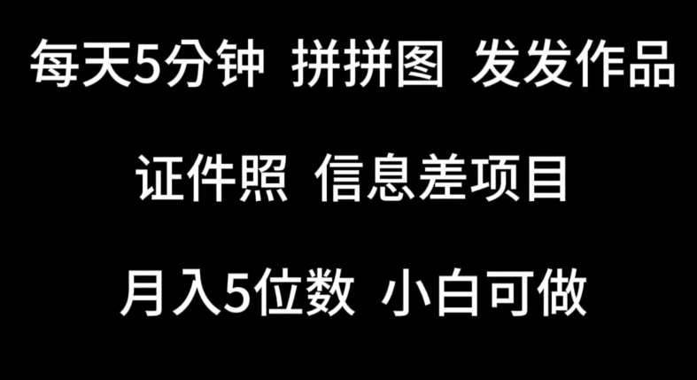 每天5分钟，拼拼图发发作品，证件照信息差项目，小白可做【揭秘】-林文副业站