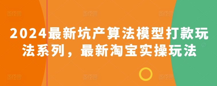 2024最新坑产算法模型打款玩法系列，最新淘宝实操玩法-林文副业站