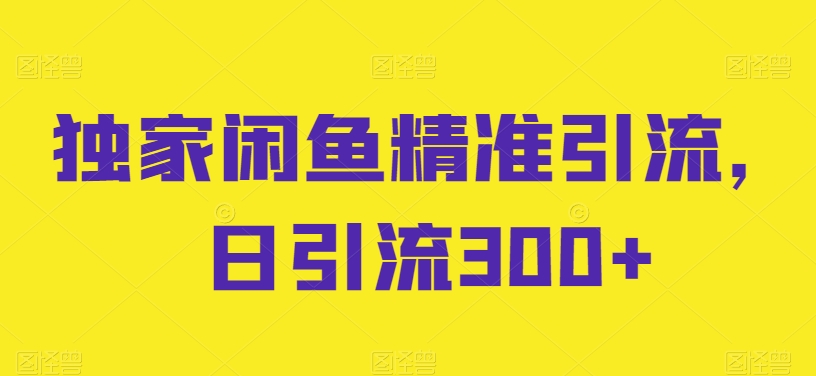 独家闲鱼精准引流，日引流300+【揭秘】-林文副业站