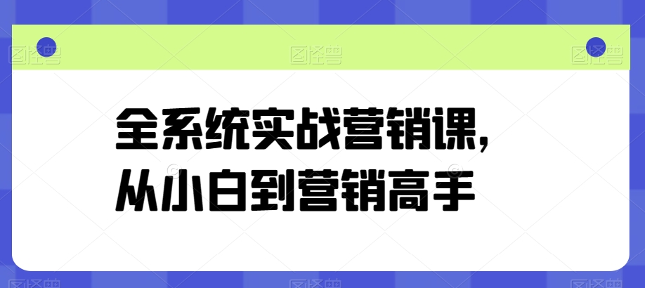 全系统实战营销课，从小白到营销高手-林文副业站