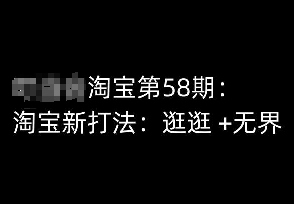 淘宝第58期培训课程，淘宝新打法：逛逛 +无界-林文副业站