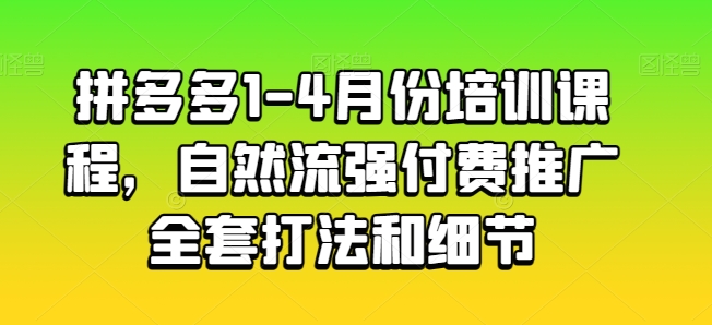 拼多多1-4月份培训课程，自然流强付费推广全套打法和细节-林文副业站