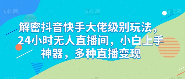 解密抖音快手大佬级别玩法，24小时无人直播间，小白上手神器，多种直播变现【揭秘】-林文副业站