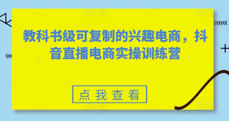 教科书级可复制的兴趣电商，抖音直播电商实操训练营-林文副业站