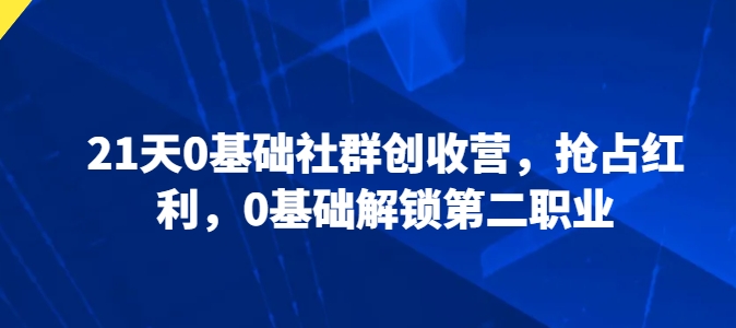 21天0基础社群创收营，抢占红利，0基础解锁第二职业-林文副业站