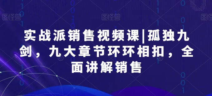 实战派销售视频课|孤独九剑，九大章节环环相扣，全面讲解销售-林文副业站