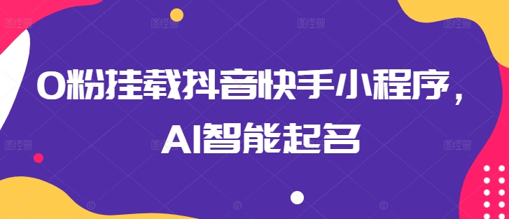 0粉挂载抖音快手小程序，AI智能起名-林文副业站